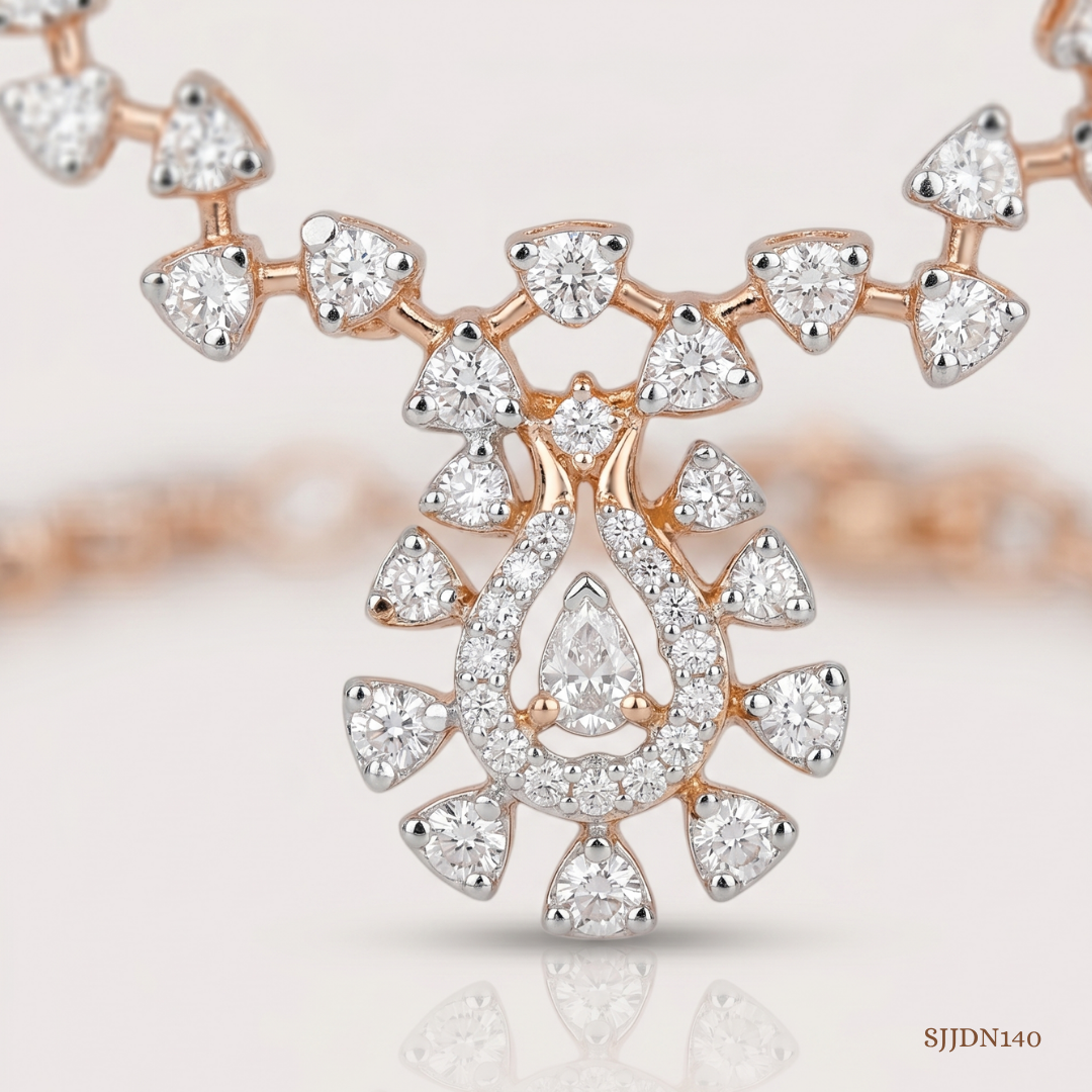 SJJDN140 | Petal Cascade Diamond Floral Necklace