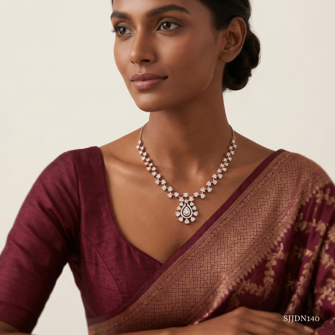 SJJDN140 | Petal Cascade Diamond Floral Necklace