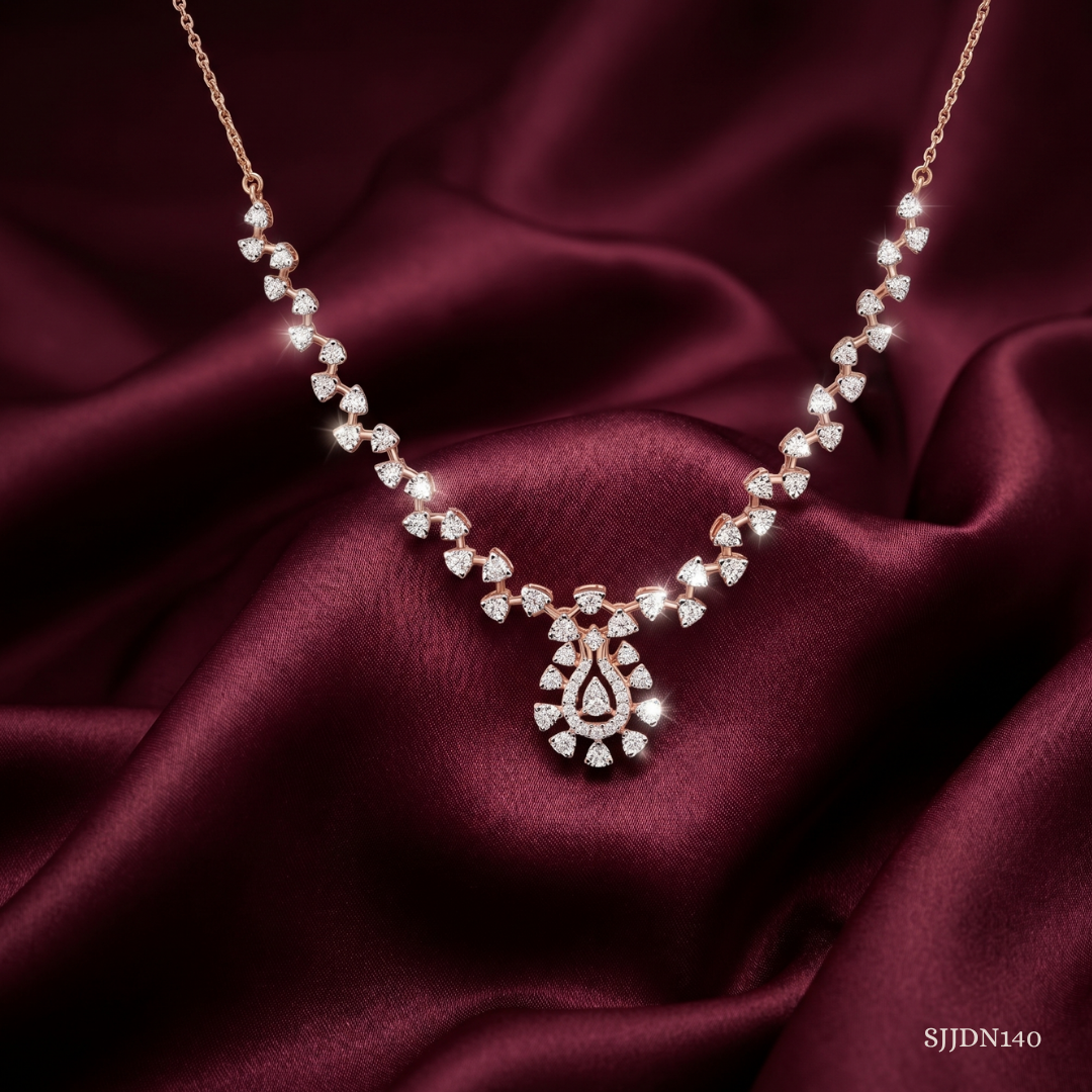 SJJDN140 | Petal Cascade Diamond Floral Necklace