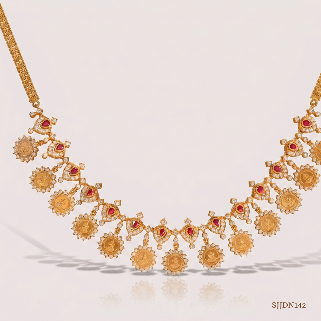 SJJDN142 | Lakshmi Brilliance Diamond Kasu Necklace