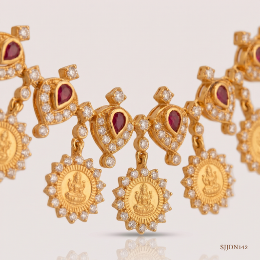 SJJDN142 | Lakshmi Brilliance Diamond Kasu Necklace