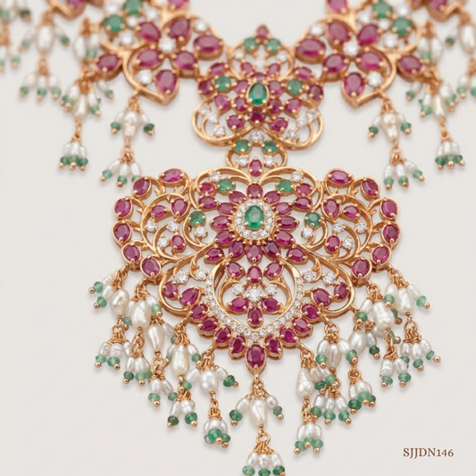 SJJDN146 | Regal Bloom Diamond Designer Necklace