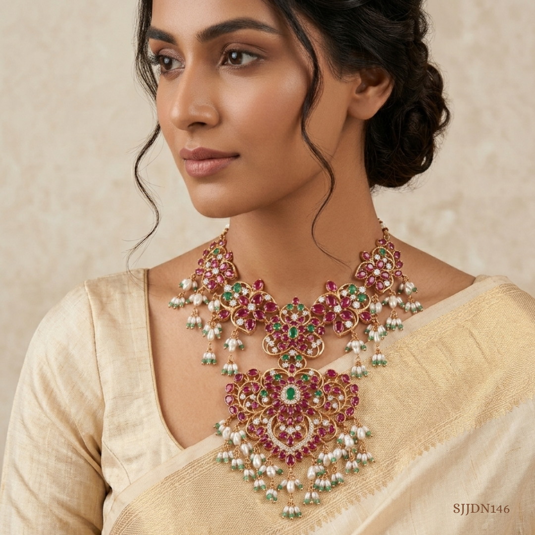 SJJDN146 | Regal Bloom Diamond Designer Necklace