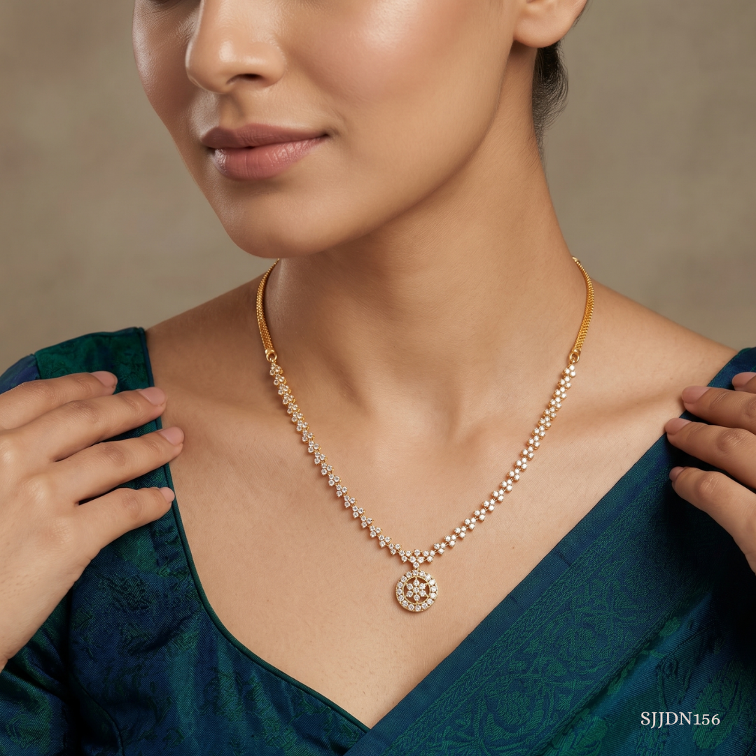 SJJDN156 | Floral Diamond Statement Necklace