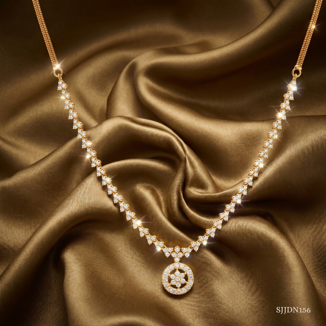 SJJDN156 | Floral Diamond Statement Necklace