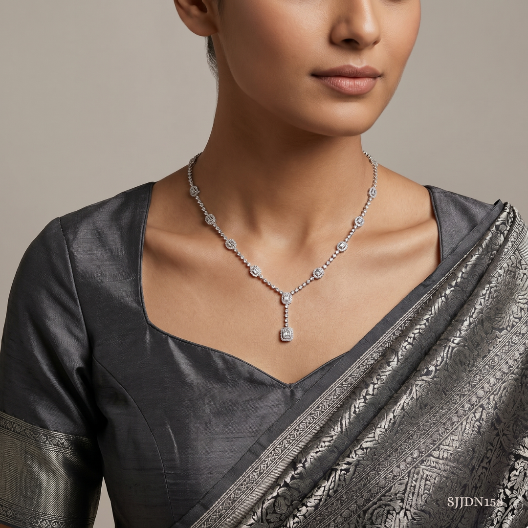 SJJDN158 | Cascading Diamond Designer Necklace