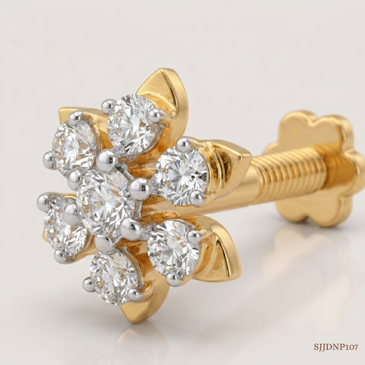 SJJDNP107 | Petal Perfection Diamond Floral Nose Pin