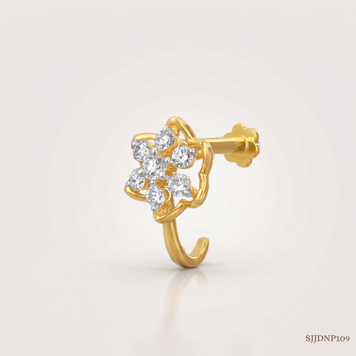 SJJDNP109 | Floral Trail Diamond Designer Nose Pin