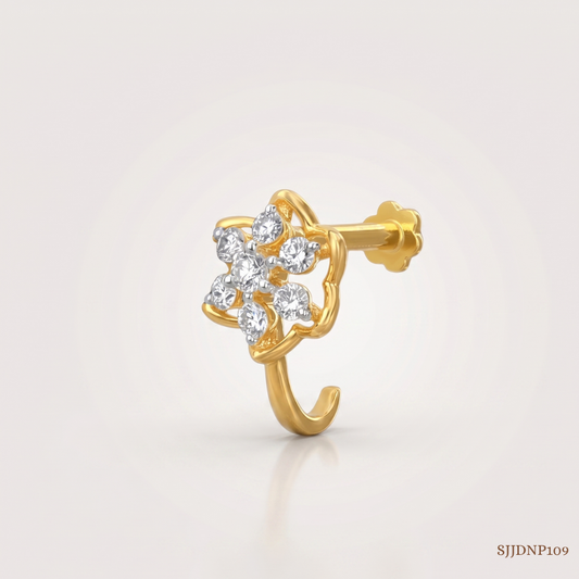 SJJDNP109 | Floral Trail Diamond Designer Nose Pin