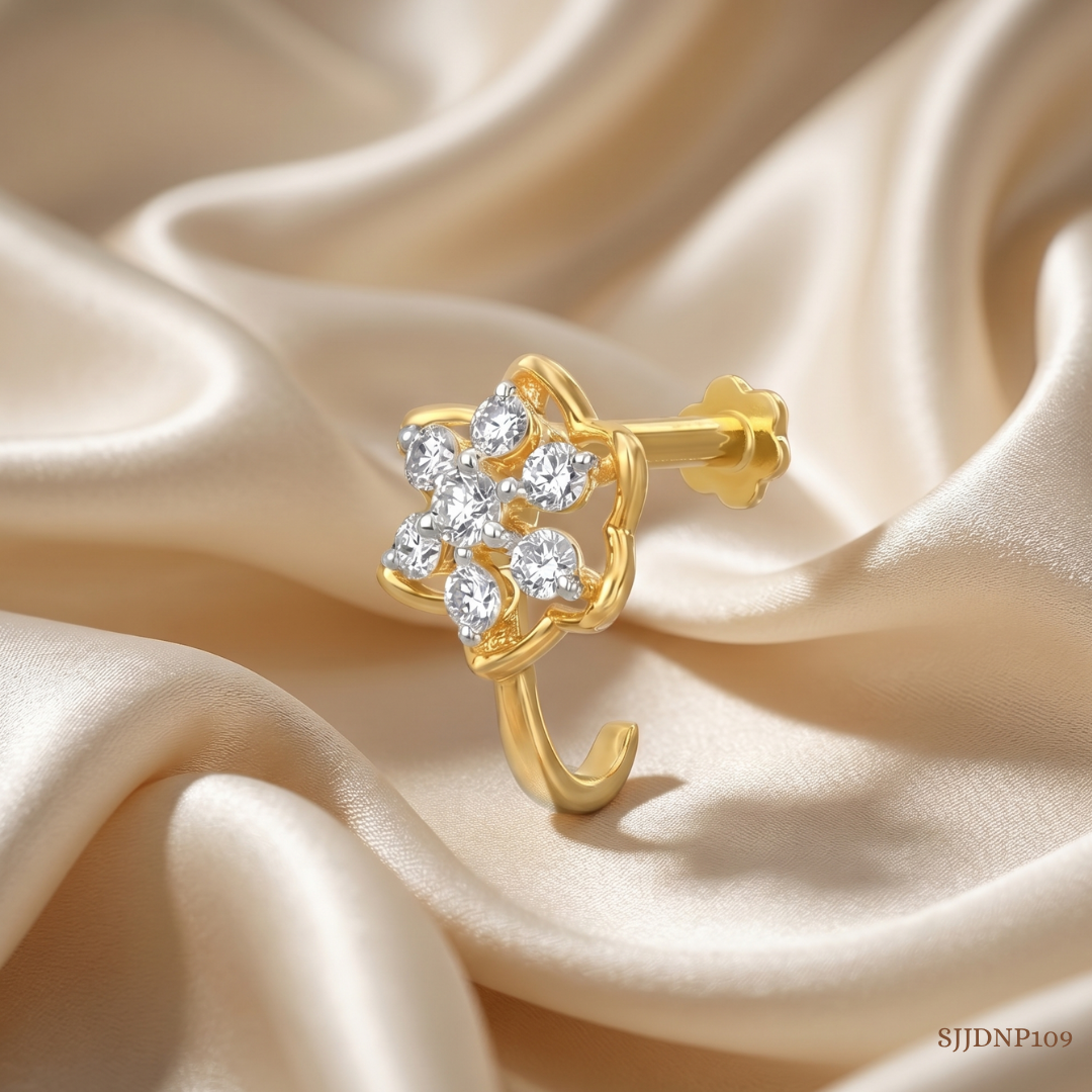 SJJDNP109 | Floral Trail Diamond Designer Nose Pin