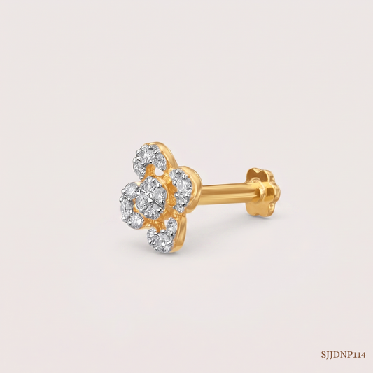 SJJDNP114 | Floral Glimmer Diamond Designer Nose Pin