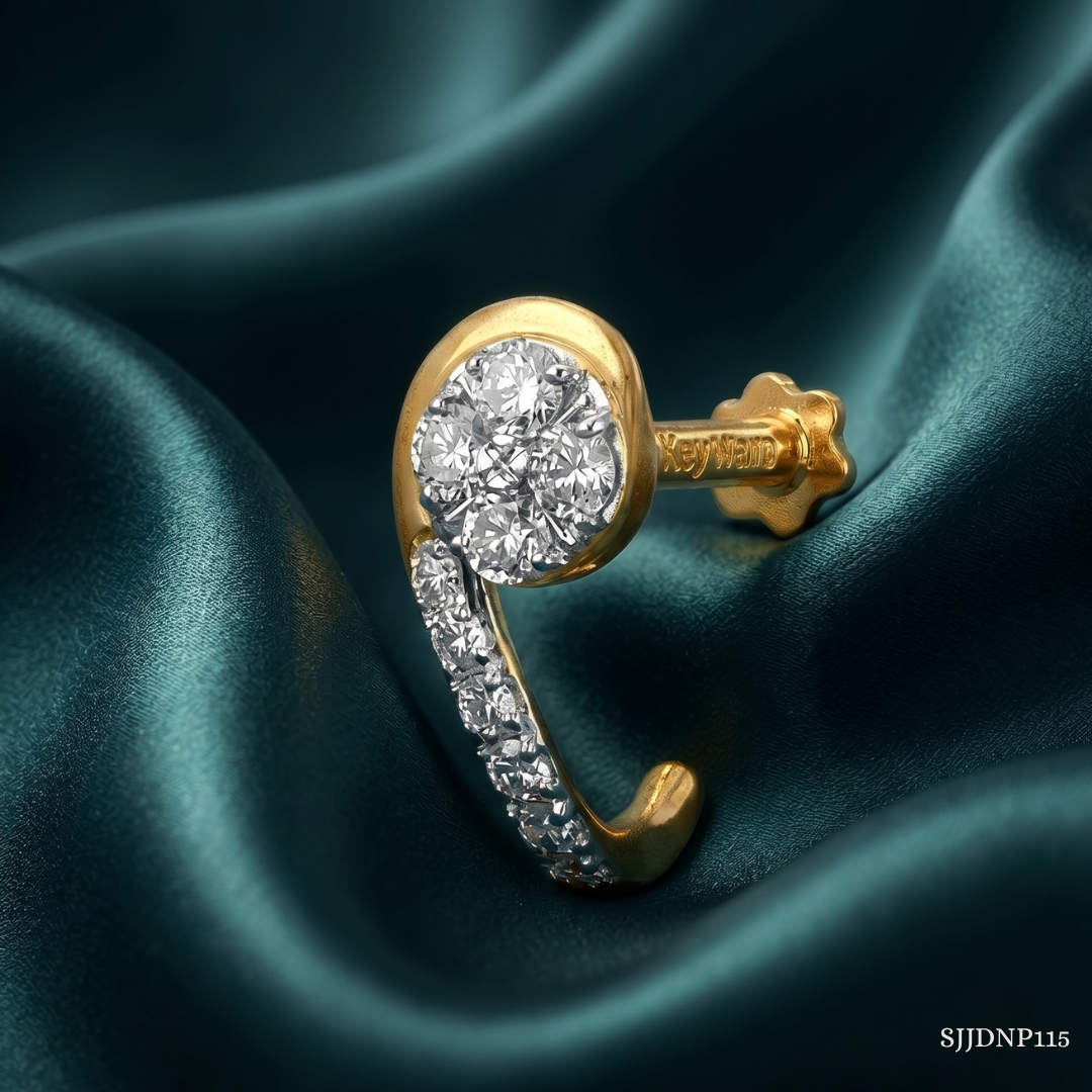SJJDNP115 | Elegant Stroke Diamond Modern Nose Pin