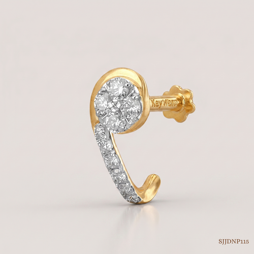 SJJDNP115 | Elegant Stroke Diamond Modern Nose Pin