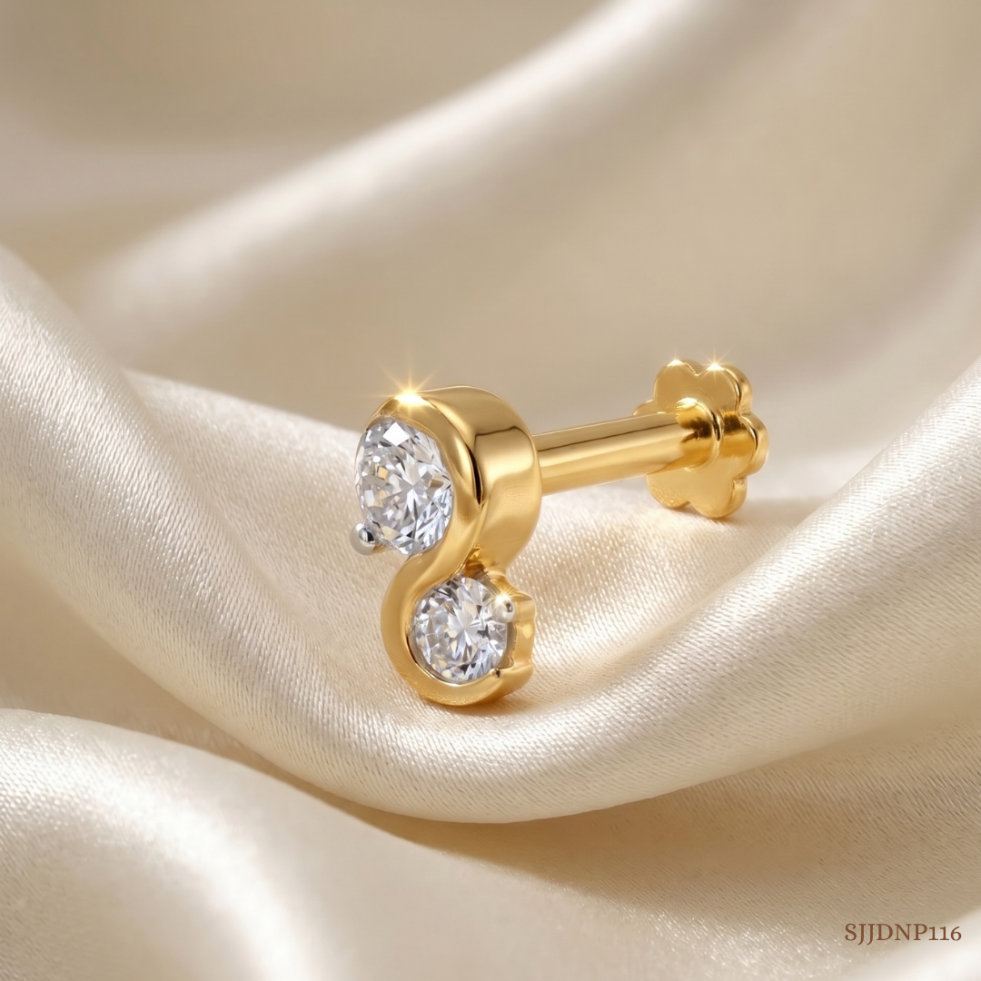 SJJDNP116 | Fluid Curve Diamond Contemporary Nose Pin