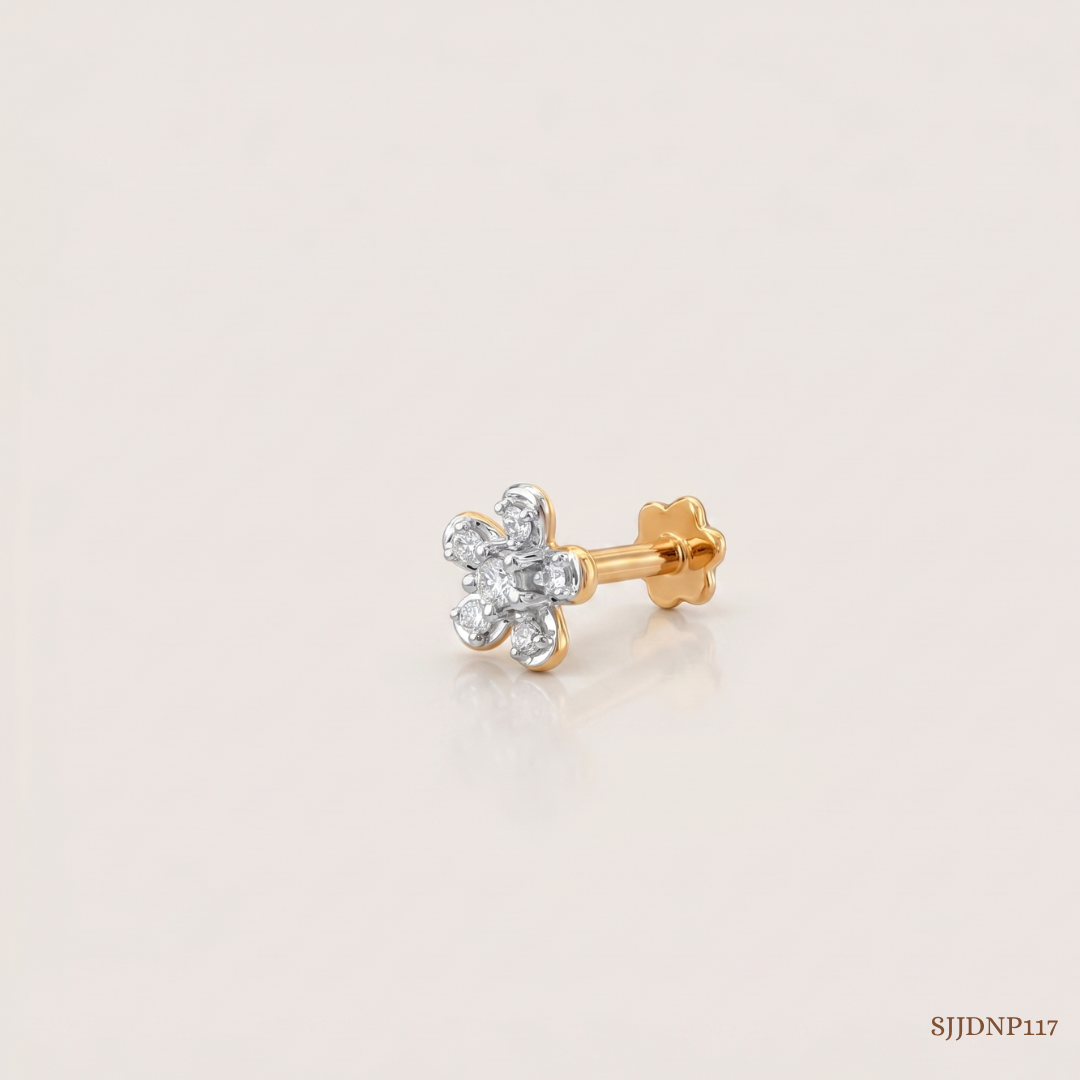 SJJDNP117 | Dewy Bloom Diamond Floral Nose Pin