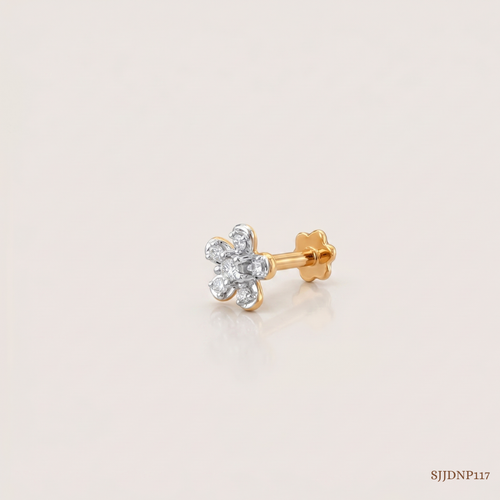 SJJDNP117 | Dewy Bloom Diamond Floral Nose Pin