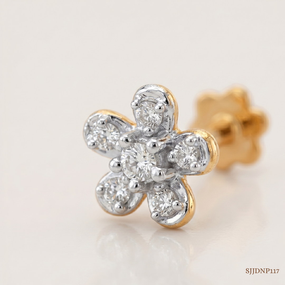 SJJDNP117 | Dewy Bloom Diamond Floral Nose Pin