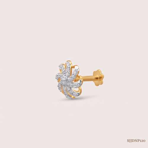 SJJDNP120 | Swirl Bloom Diamond Floral Nose Pin