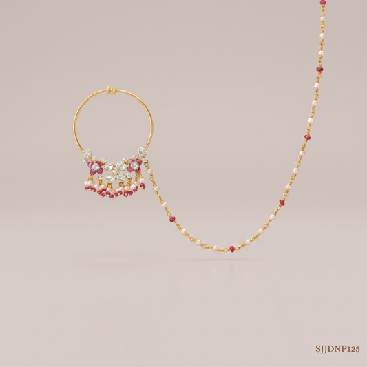 SJJDNP125 | Regal Cascade Diamond Statement Nose Pin