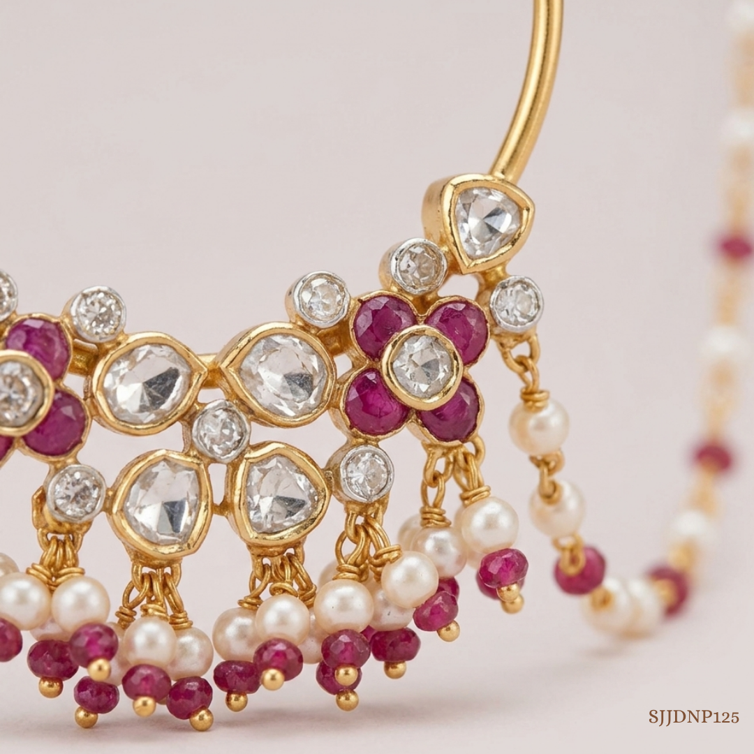 SJJDNP125 | Regal Cascade Diamond Statement Nose Pin