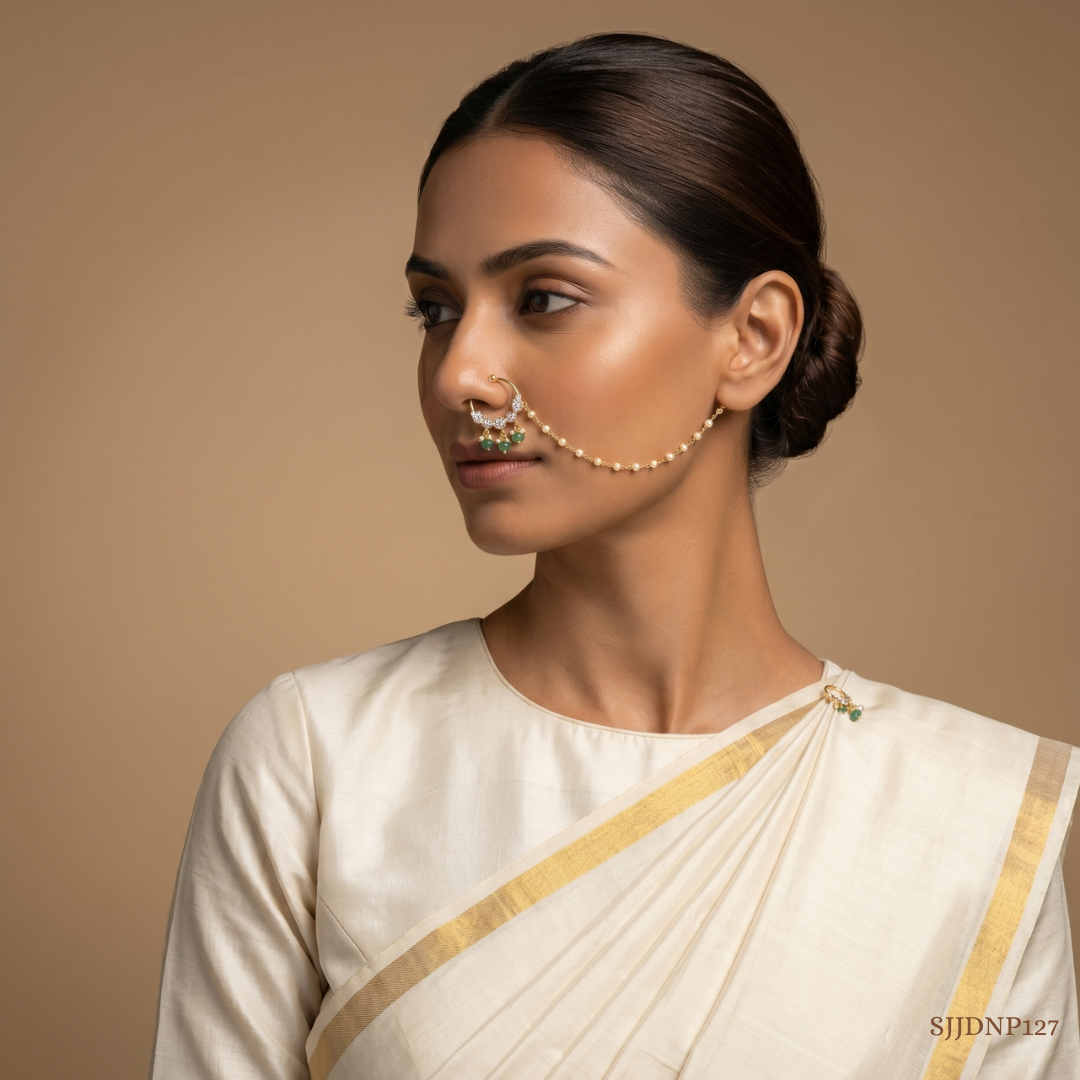 SJJDNP127 | Celestial Drape Diamond Designer Nose Pin