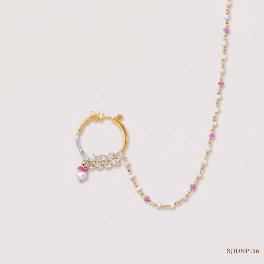 SJJDNP128 | Blushing Halo Diamond Floral Nose Pin
