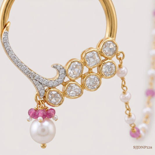 SJJDNP128 | Blushing Halo Diamond Floral Nose Pin