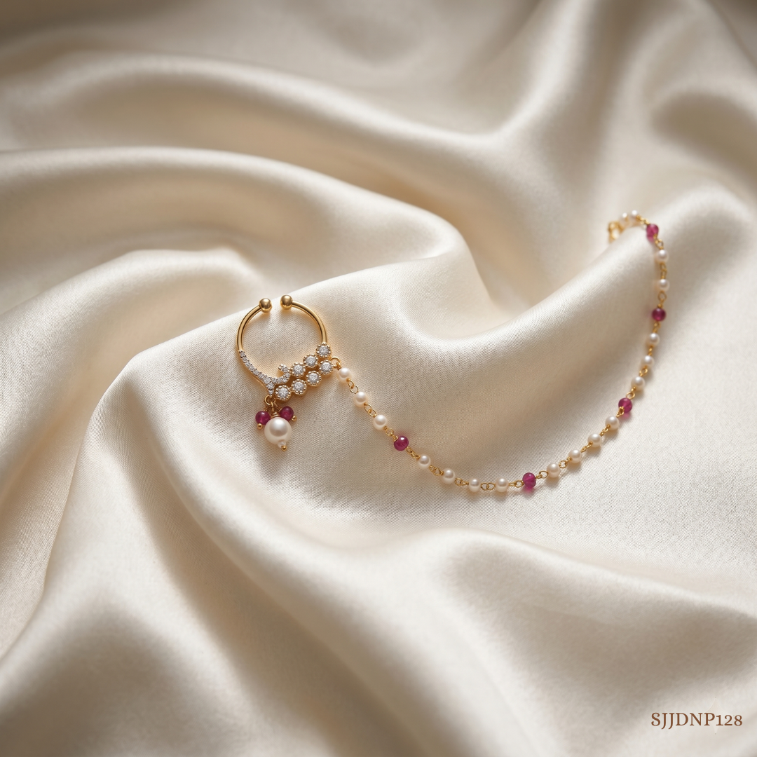 SJJDNP128 | Blushing Halo Diamond Floral Nose Pin