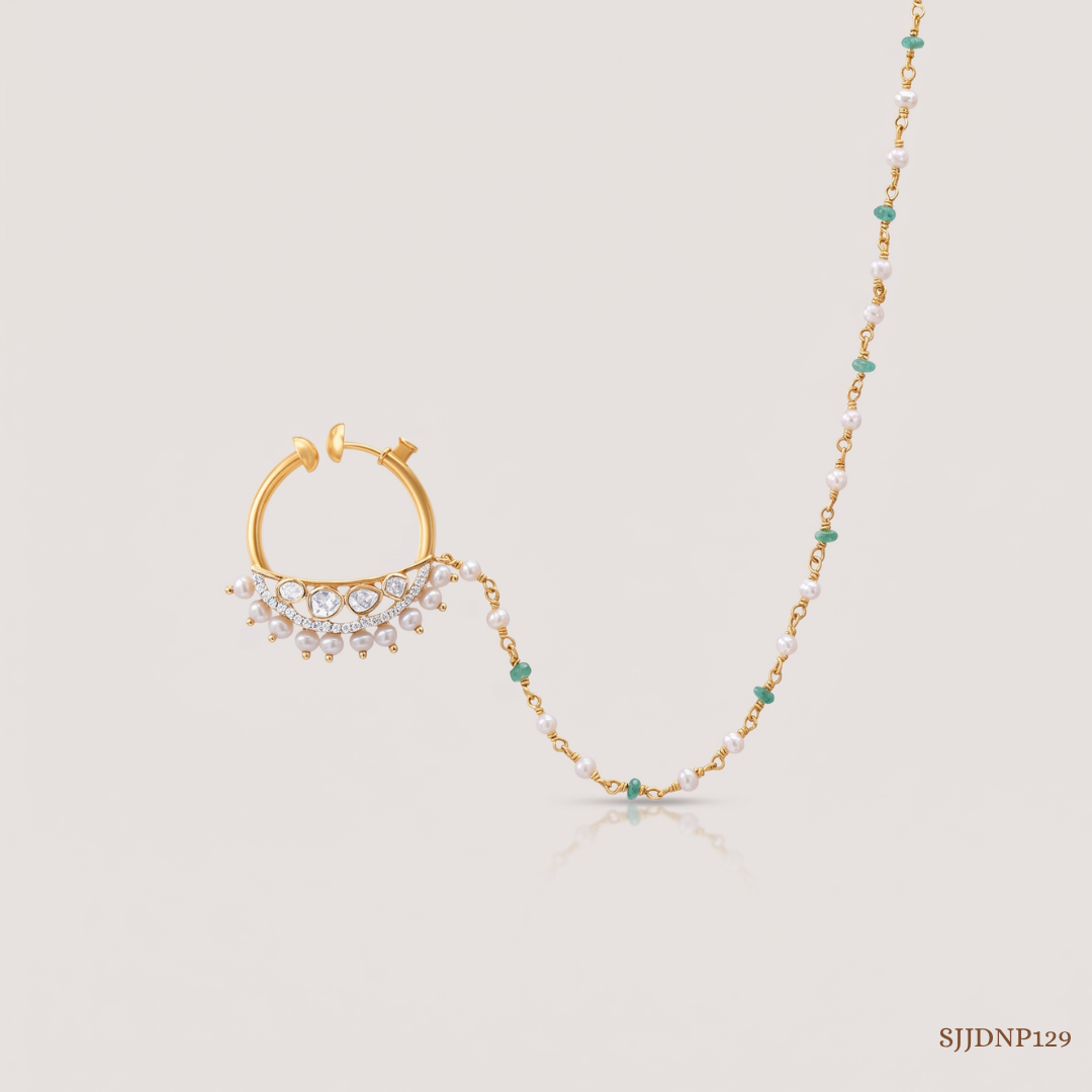 SJJDNP129 | Celestial Fringe Diamond Statement Nose Pin