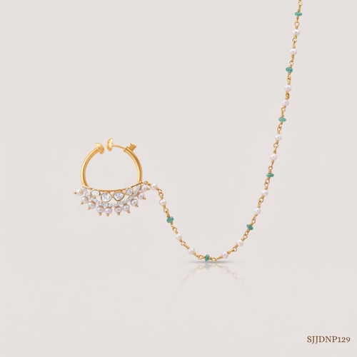 SJJDNP129 | Celestial Fringe Diamond Statement Nose Pin
