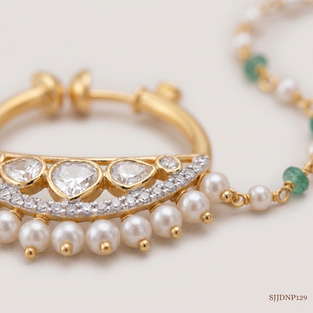 SJJDNP129 | Celestial Fringe Diamond Statement Nose Pin