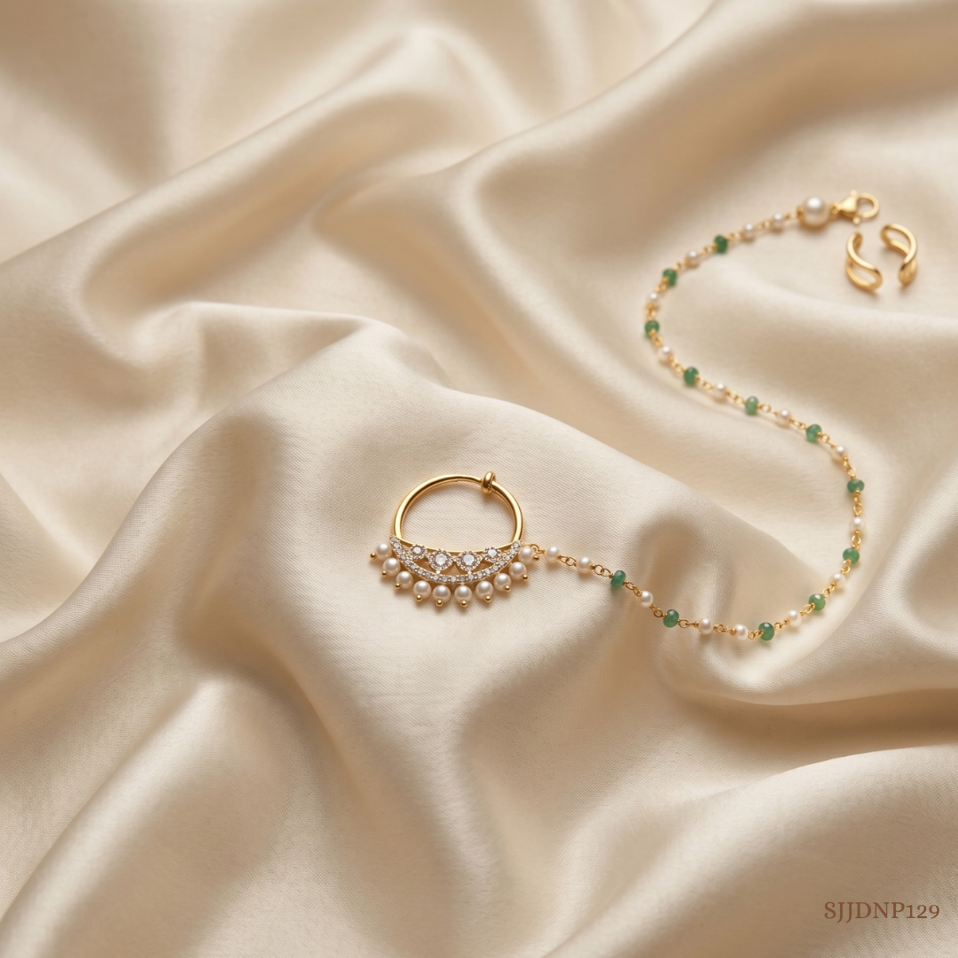 SJJDNP129 | Celestial Fringe Diamond Statement Nose Pin