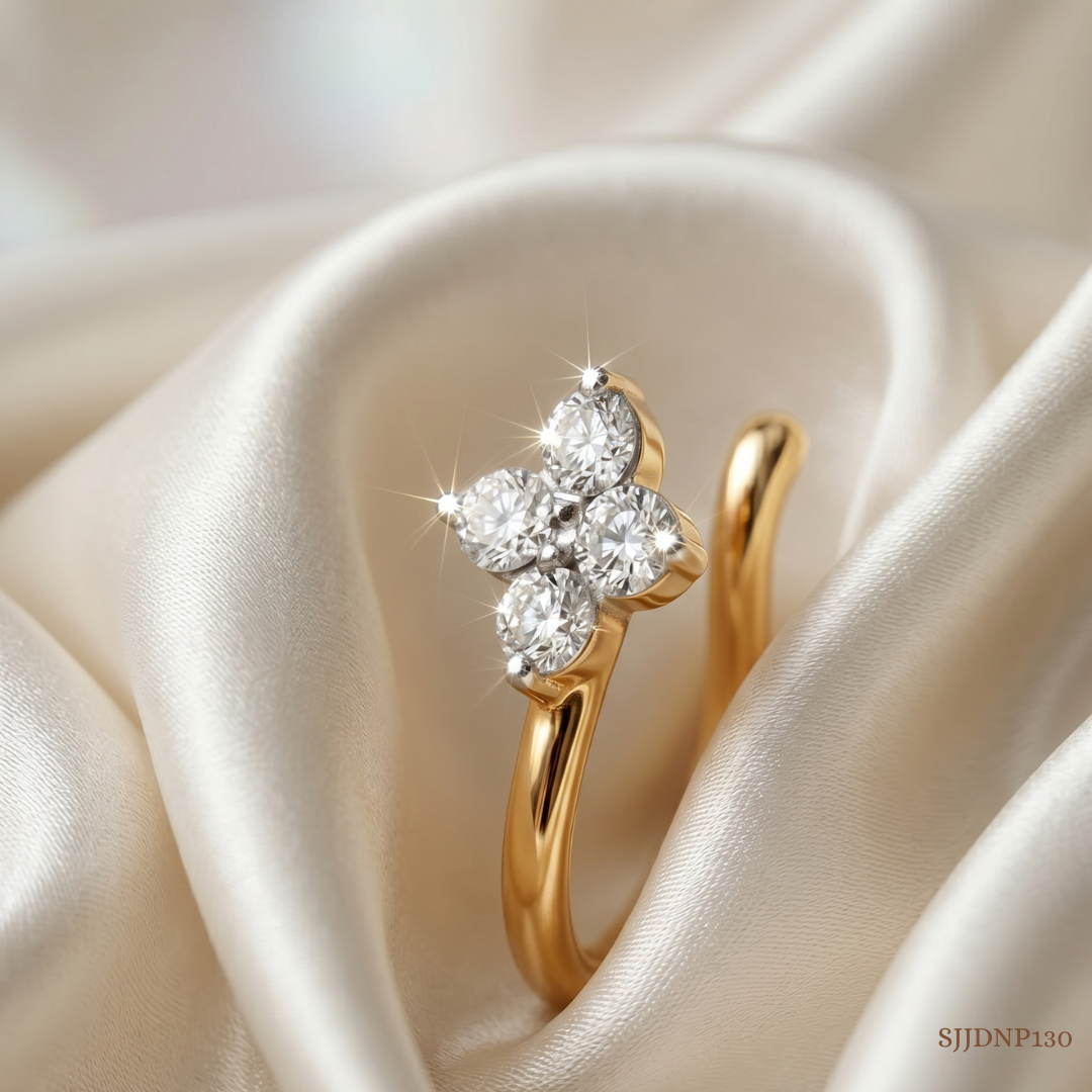 SJJDNP130 | Petite Blossom Diamond Floral Nose Pin