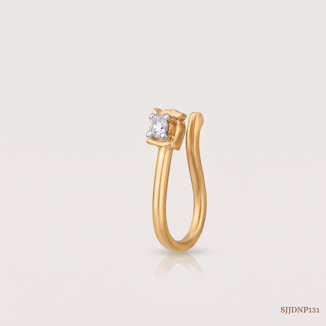 SJJDNP131 | Curved Sparkle Diamond Designer Nose Pin
