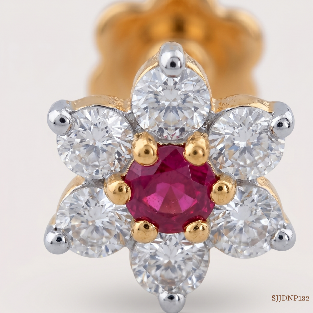 SJJDNP132 | Eternal Bloom Diamond Floral Nose Pin