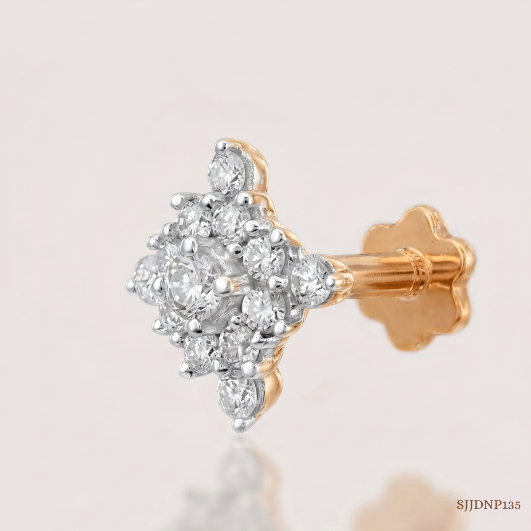 SJJDNP135 | Star Bloom Diamond Floral Nose Pin