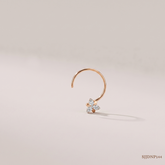 SJJDNP144 | Gilded Blossoms Diamond Floral Nose Pin