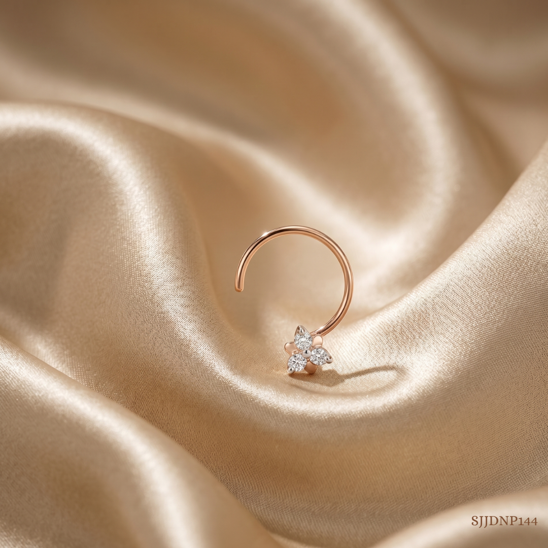SJJDNP144 | Gilded Blossoms Diamond Floral Nose Pin