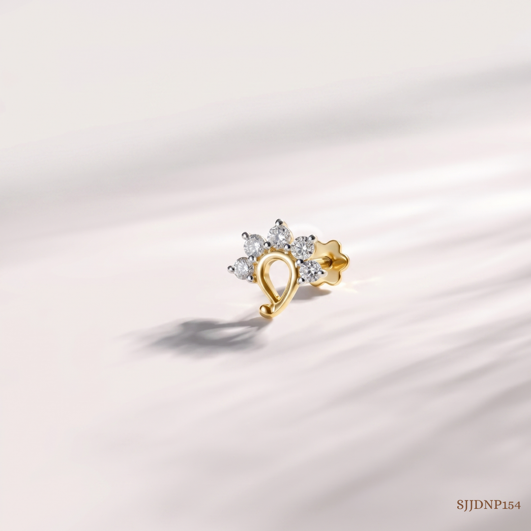 SJJDNP154 | Paisley Princess Diamond Designer Nose Pin