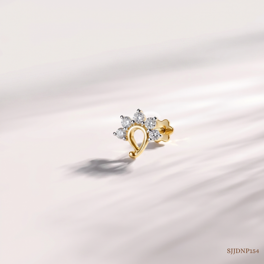 SJJDNP154 | Paisley Princess Diamond Designer Nose Pin
