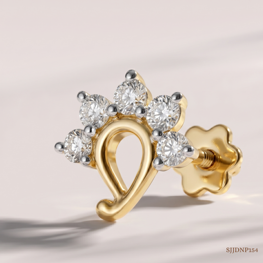 SJJDNP154 | Paisley Princess Diamond Designer Nose Pin