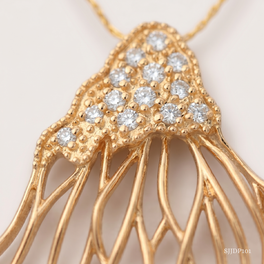 SJJDP101 | Fluid Bloom Diamond Floral Pendant