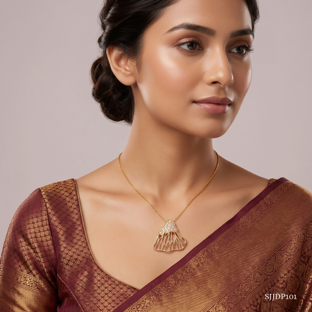 SJJDP101 | Fluid Bloom Diamond Floral Pendant
