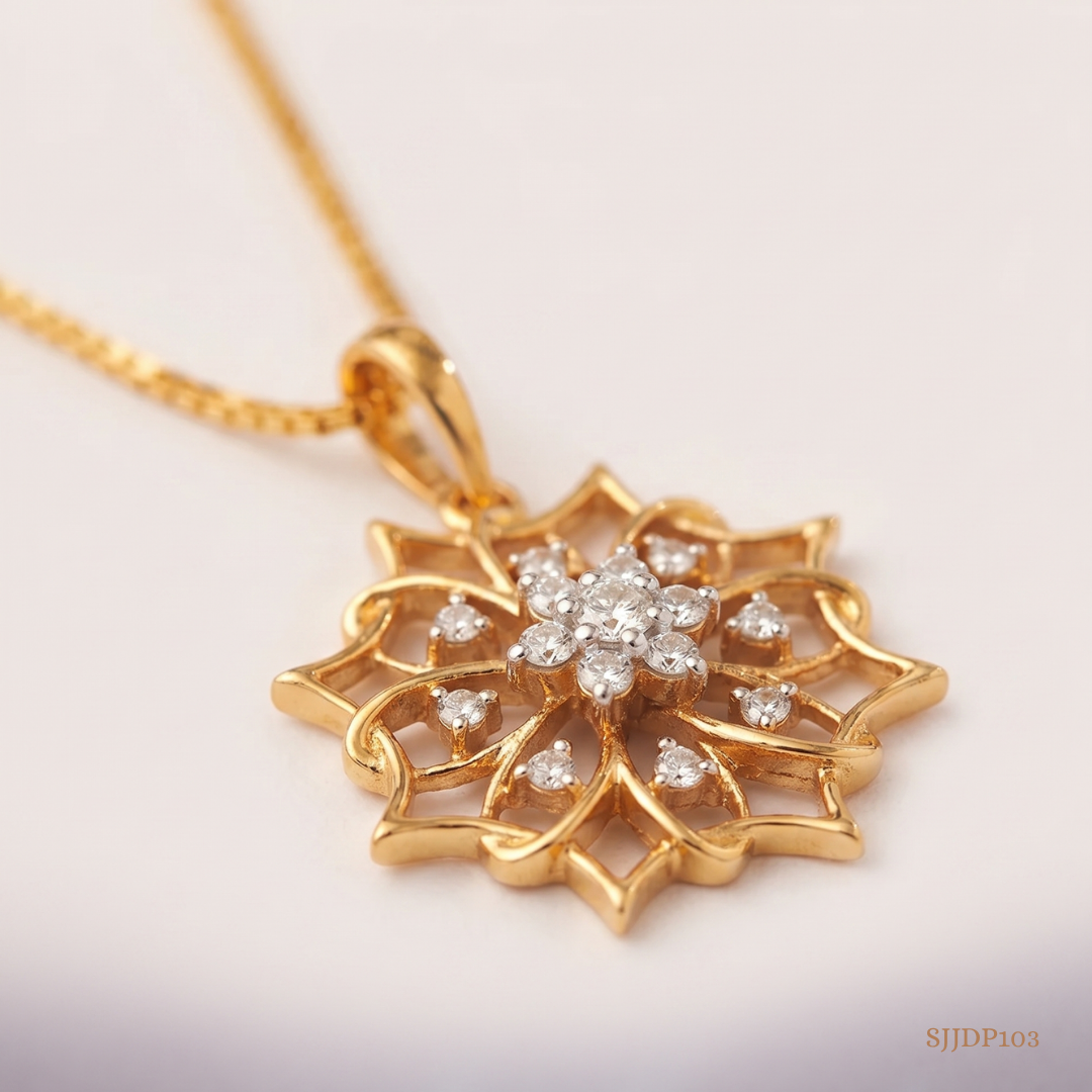 SJJDP103 | Floral Diamond Statement Pendant