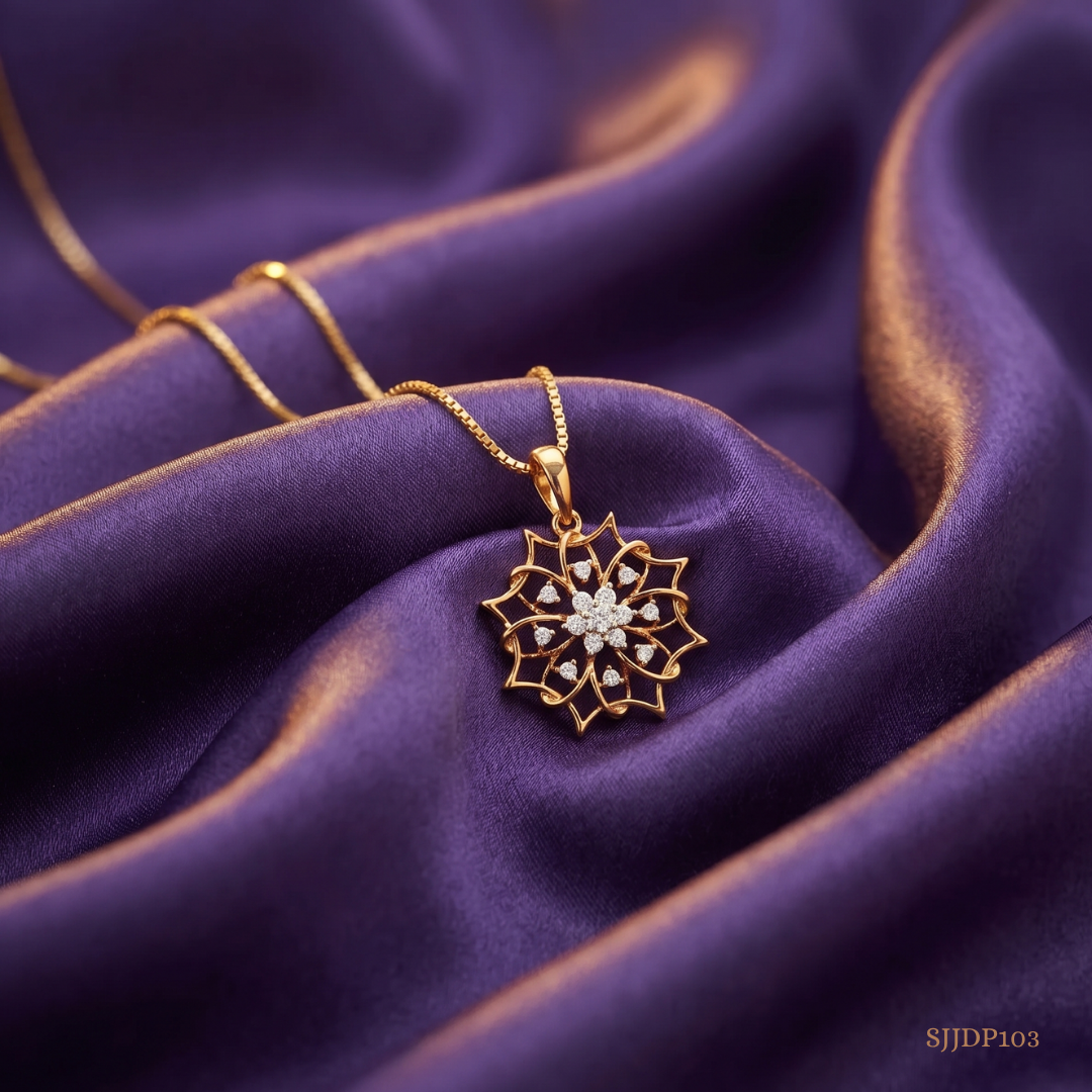 SJJDP103 | Floral Diamond Statement Pendant