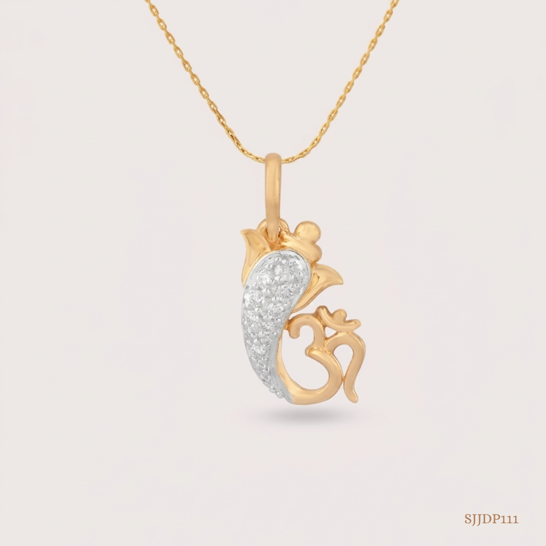 SJJDP111 | Om Ganesh Diamond Devotional Pendant
