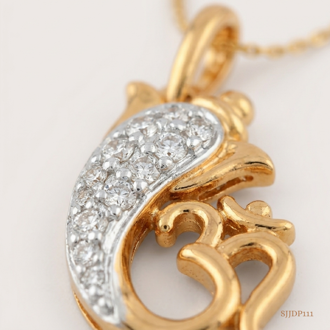 SJJDP111 | Om Ganesh Diamond Devotional Pendant
