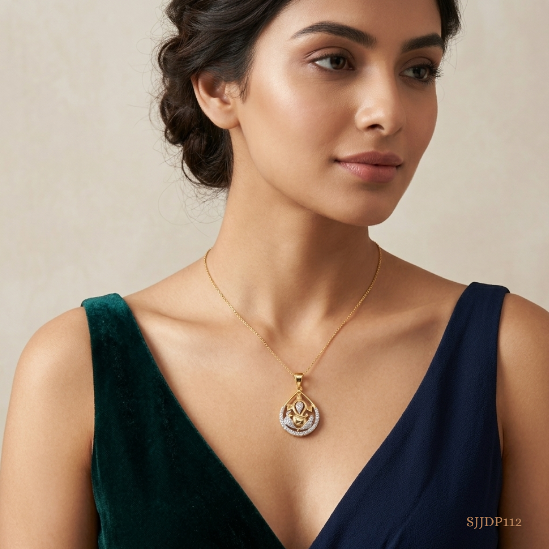 SJJDP112 | Divine Ganesh Diamond Spiritual Pendant