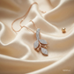 SJJDP113 | Enchanted Leaf Diamond Pendant Earrings Set