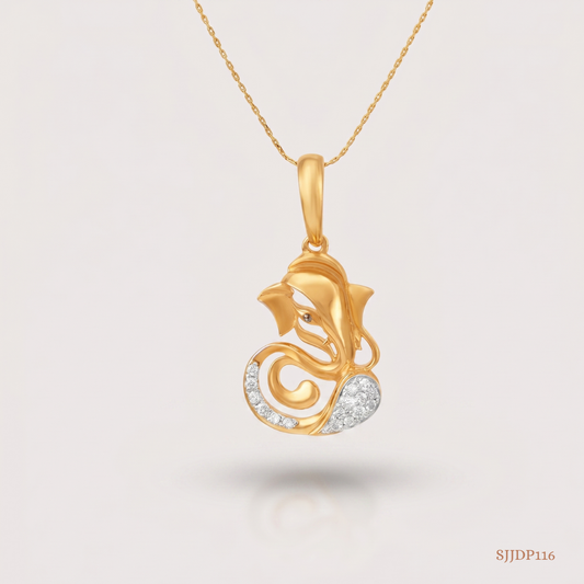 SJJDP116 | Ganapathi Aura Diamond Spiritual Pendant